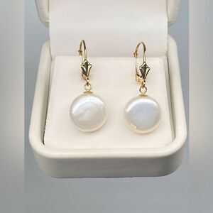 American Pearl Dangle Pearl Earrings With Coin Pearls